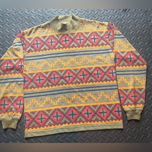 Mock Neck Sweater with Geometric Design